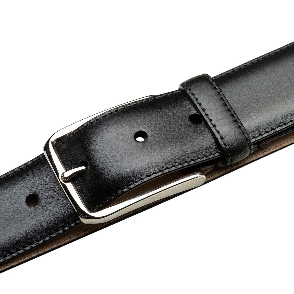 Mezlan Men's Classic Center Piperd Calfskin Belt in Black