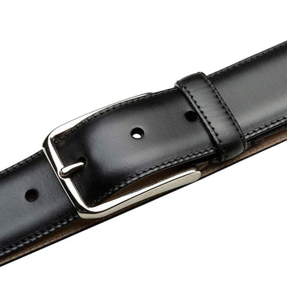 Mezlan Men's Classic Center Piperd Calfskin Belt in Black