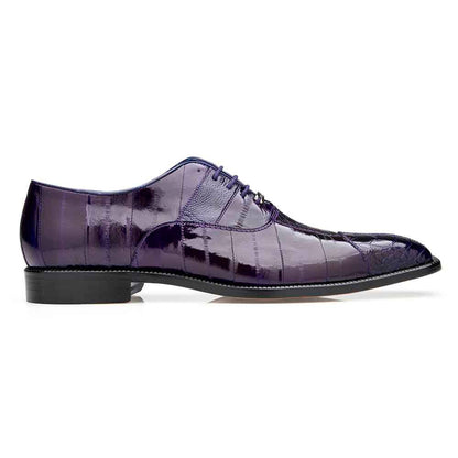 Belvedere Mare Purple Men's Genuine Ostrich & Eel Split-Toe Oxford Shoes