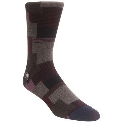 Modern Motif Plum/Blue Men’s Crew Dress Sock | Stacy Adams Premium Socks