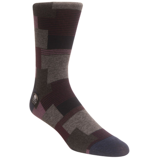 Modern Motif Plum/Blue Men’s Crew Dress Sock | Stacy Adams Premium Socks