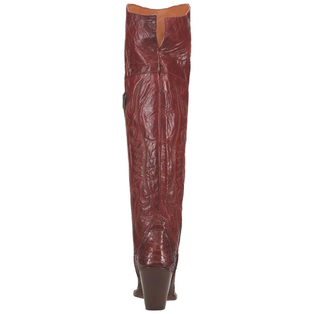 Dan Post Calvera Women's Red Python Western Boot - 23" Shaft, High Fashion Heel