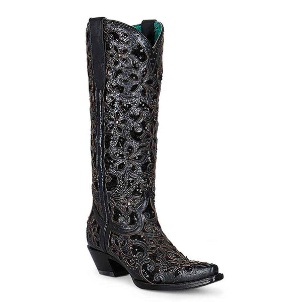 Corral Black Inlay and Studs Cowgirl Boots