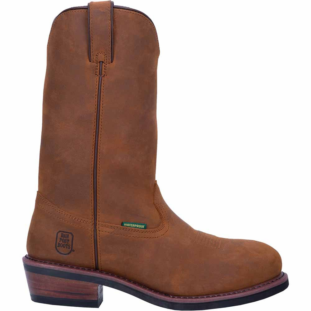 Dan Post Men’s Albuquerque 12” Round Toe Mid Brown and Tan Leather Cowboy Boot