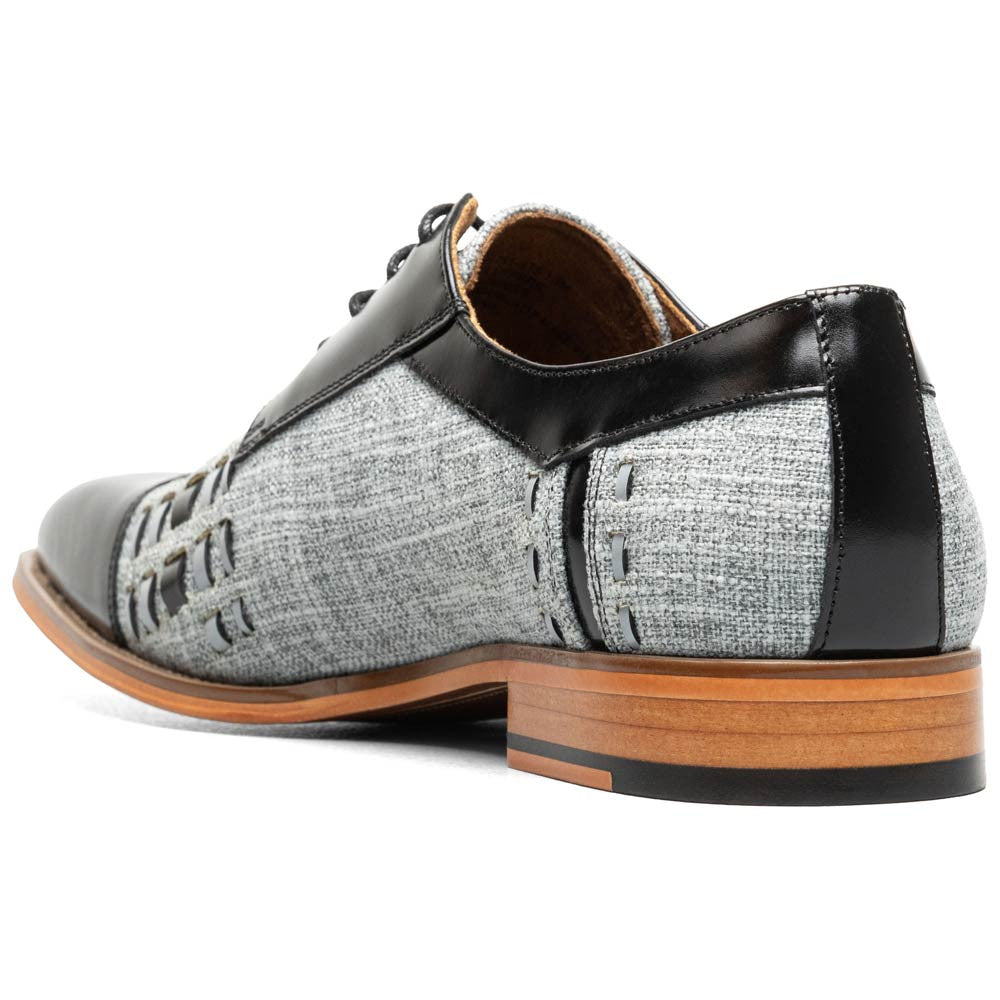 Stacy Adams Men’s Halstead Black/Grey Woven Cut Cap Toe Oxfords
