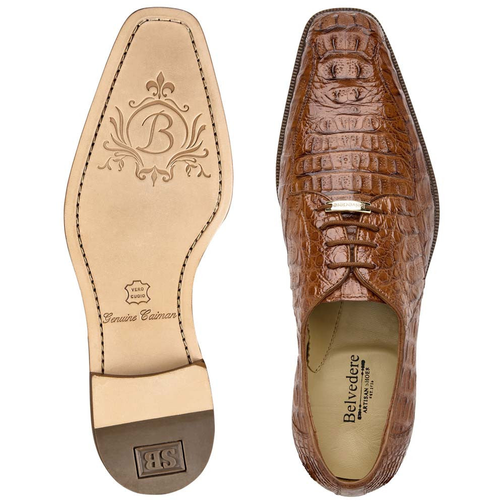 Belvedere Men’s Genuine Hornback Caiman Antique Sport Bicycle Toe Dress Shoes - Chapo