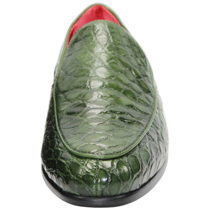 Fennix of Italy Genuine Alligator Skin EASTON Green Trendy Loafers (US Men Size)