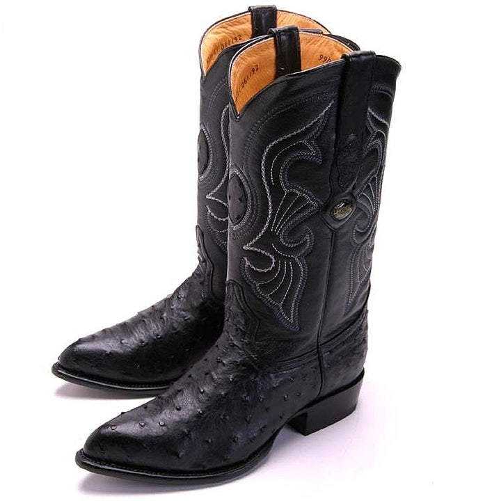 Los Altos Men's Black Genuine Full Quill Ostrich Boots