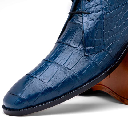 Marco Di Milano Pietro Blue Jean Alligator Lace Up Boots