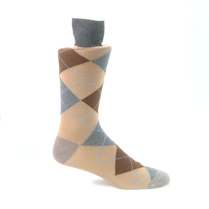 Tallia Grey & Beige Multi-toned printed Socks for Men