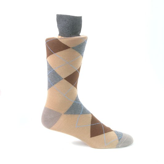 Tallia Grey & Beige Multi-toned printed Socks for Men