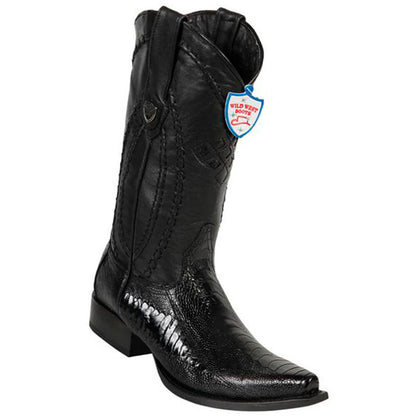 Wild West Black Ostrich Leg Snip Toe Boots