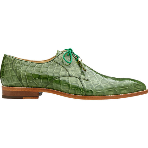 Belvedere Lago Pistachio Men’s Genuine American Alligator Lace Up Shoes
