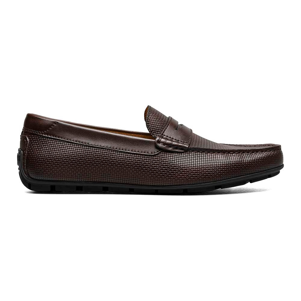 Florsheim Brown Print Leather Weaved Moc Toe Penny Driver