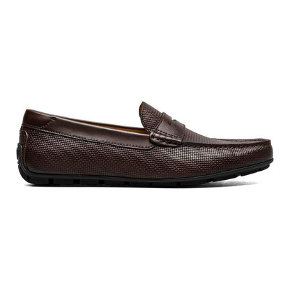 Florsheim Brown Print Leather Weaved Moc Toe Penny Driver