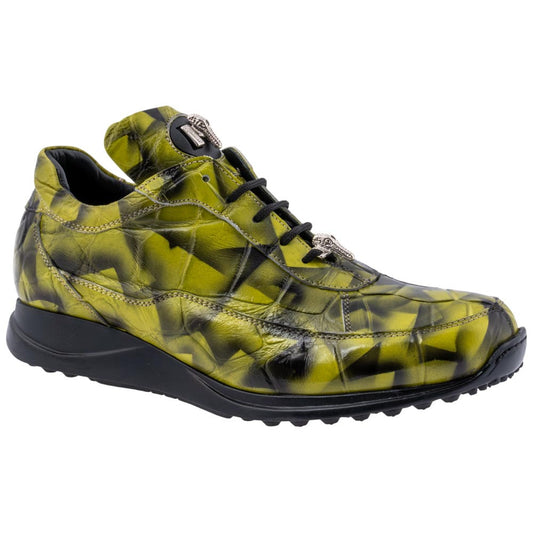 MAURI Shoes Men’s Alligator Leather Crispy Green Round Toe Exotic Luxury Sneakers