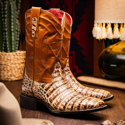 Tucson Genuine Caiman Belly Skin Stone Orix Cowboy Boot | Marco Di Milano Western Boots