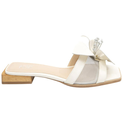 Lady Couture Women's Blossom Beige Leather Slide Sandals