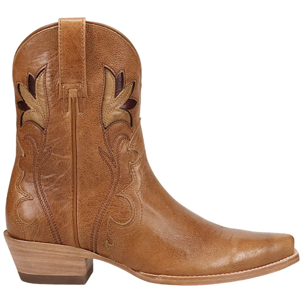 Dan Post Saffron Women's Whiskey Leather Western Bootie - 8" Shaft, Snip Toe