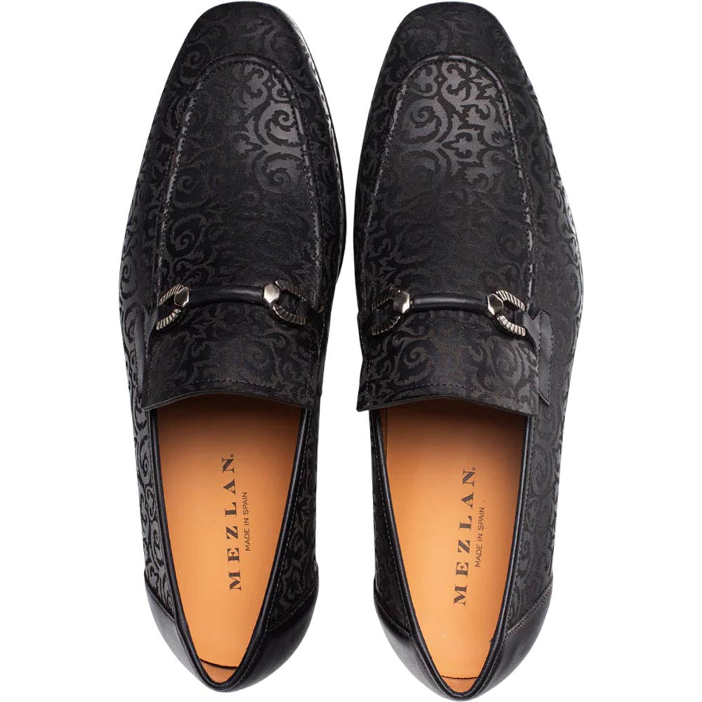 Mezlan Men's Alcaraz Laser-Embossed Bit-Saddle Slip-On in Black