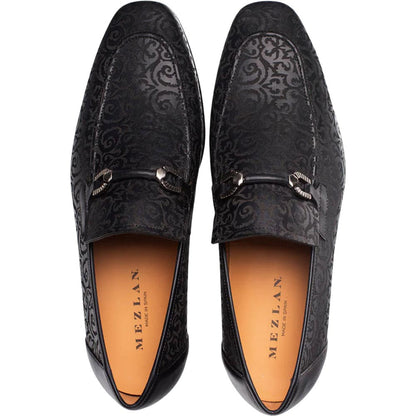 Mezlan Men's Alcaraz Laser-Embossed Bit-Saddle Slip-On in Black