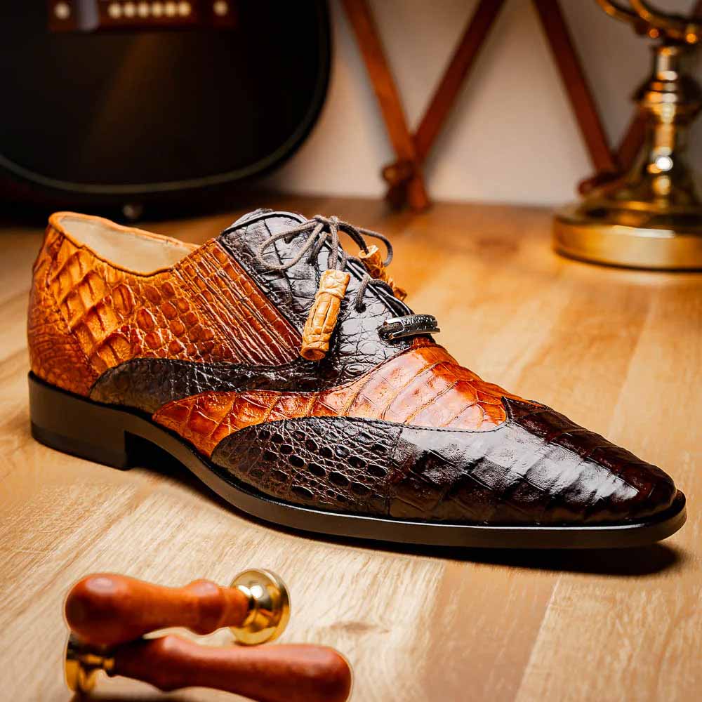 Marco Di Milano Luciano Caiman Brown/Cognac Wingtips Shoes