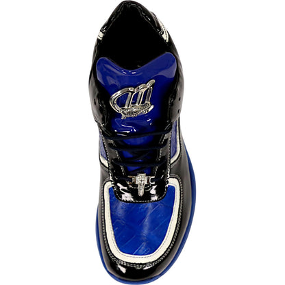 Mauri Quick Men's Black / Blue Baby Croc / Patent Leather High-Top Sneakers