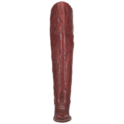 Dan Post Calvera Women's Red Python Western Boot - 23" Shaft, High Fashion Heel