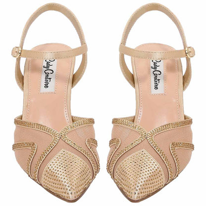 Lady Couture Gala 3.5” Sculpted Heel Pumps in Gold