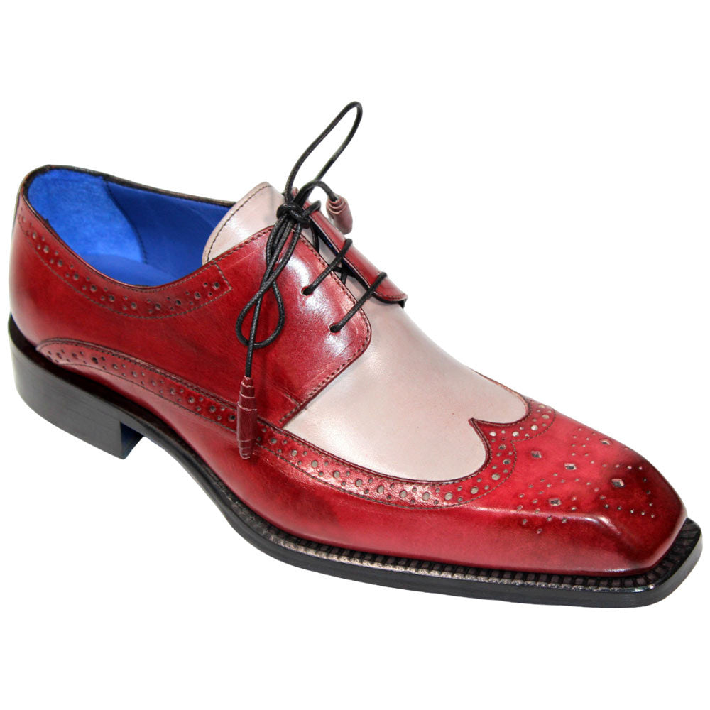EMILIO FRANCO Orlando Cordovan/Light Grey Calf-Skin Leather Oxfords Shoes