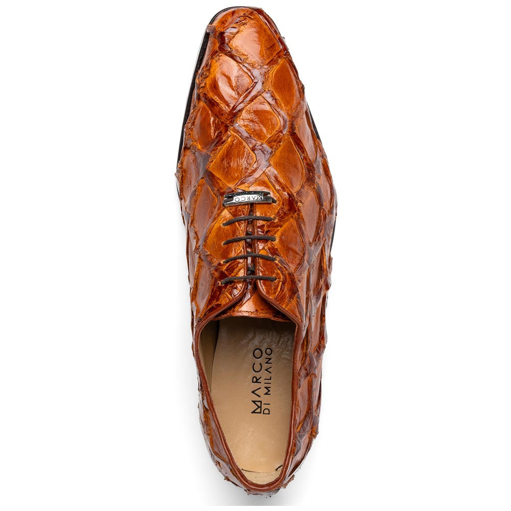 Oliveri Cognac Genuine Pirarucu Skin Classic Dress Oxford | Marco Di Milano