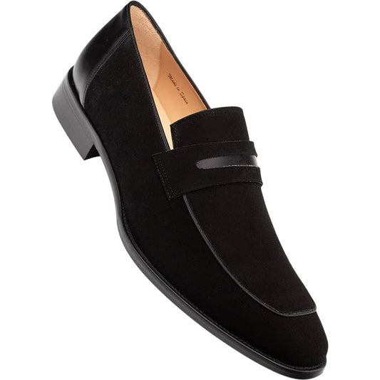 Mezlan Men's Galeno Suede Penny Loafer in Black