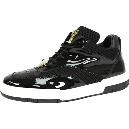 Mauri Breeze Men's Black Exotic Crocodile / Fabric / Patent Leather Casual Sneaker