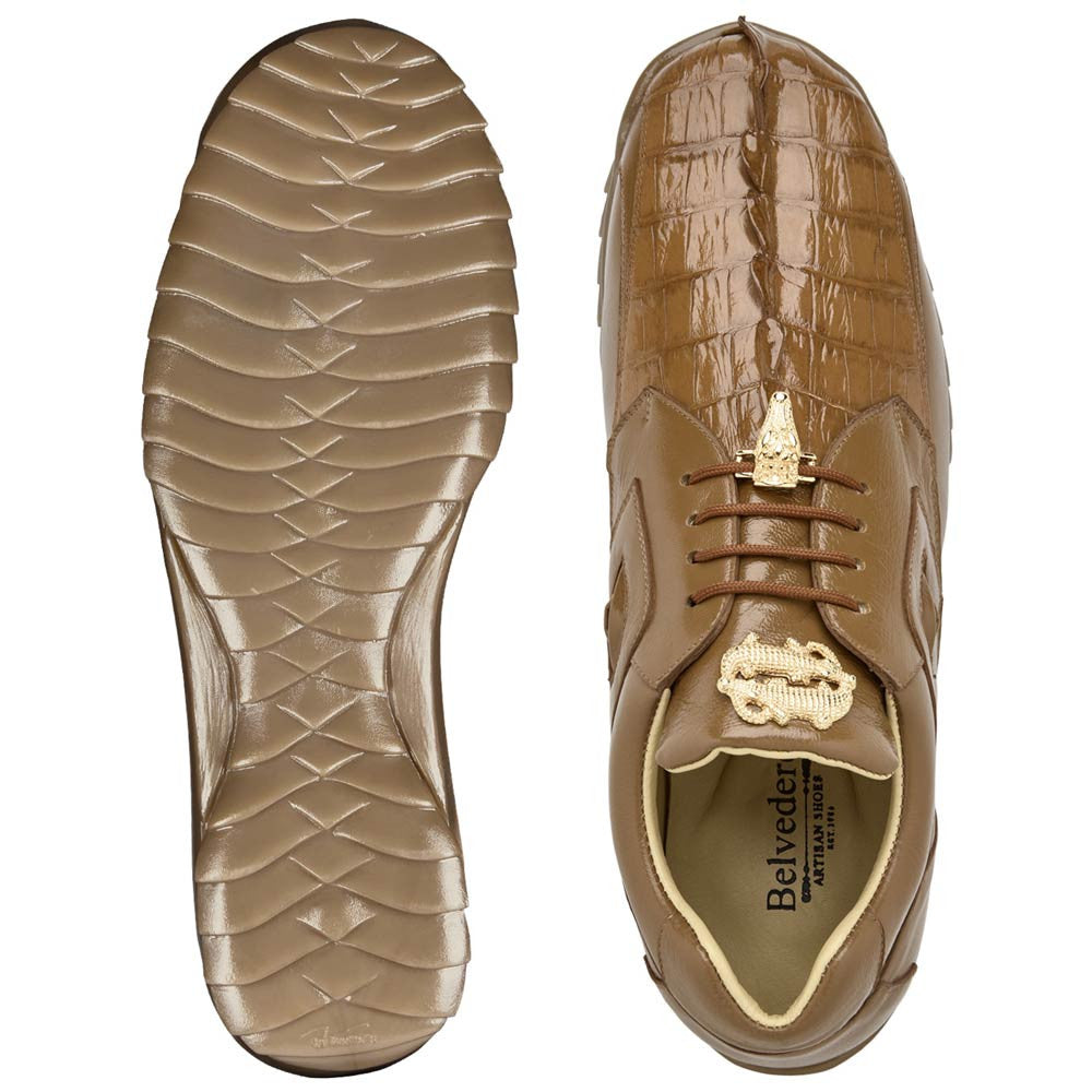 Belvedere Men’s Genuine Hornback Caiman and Calf Saddle Sneaker - Vasco