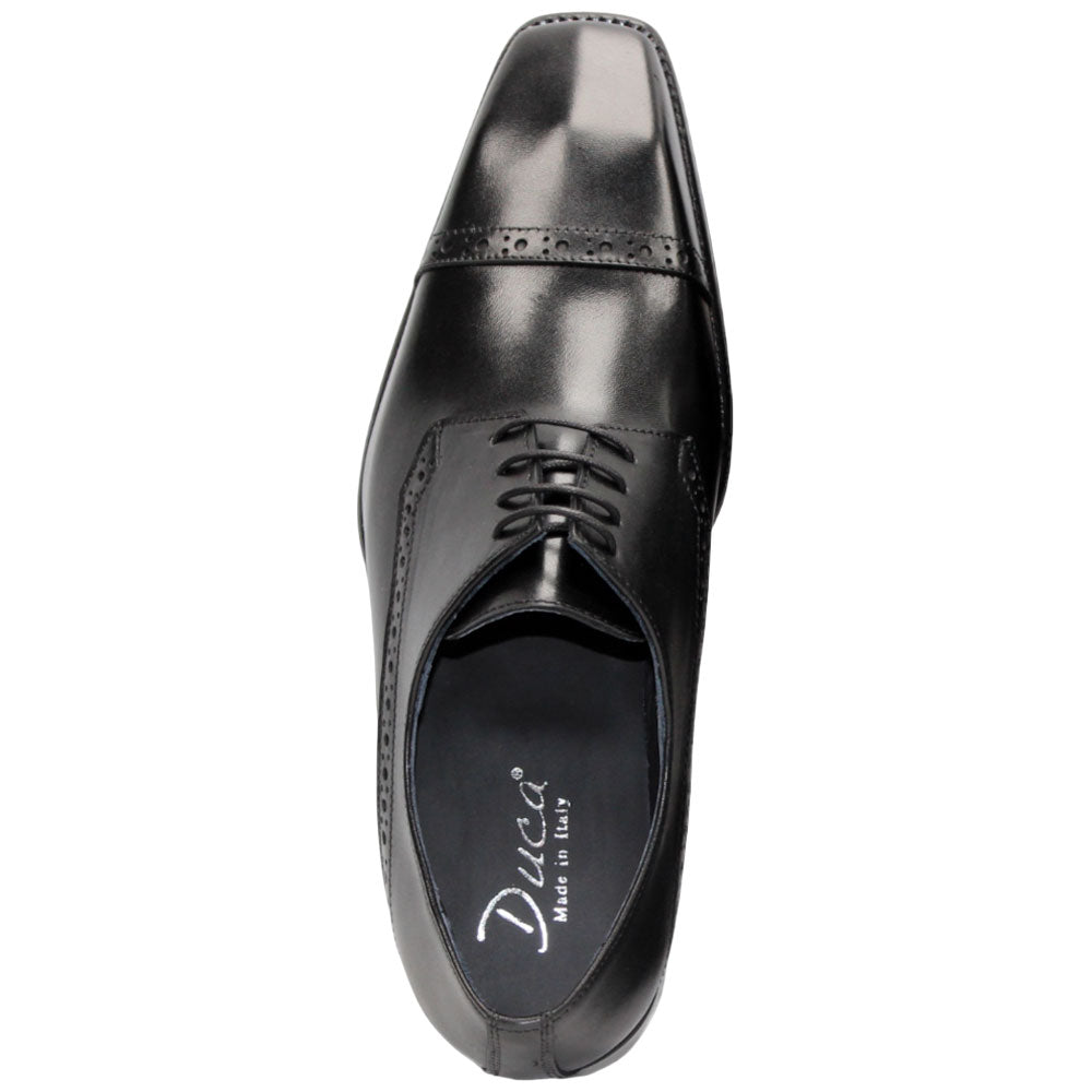 Duca Lombardi Men's Black Calf-Skin Leather Oxfords Shoes