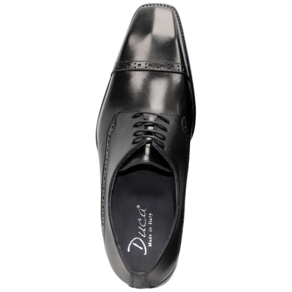 Duca Lombardi Men's Black Calf-Skin Leather Oxfords Shoes