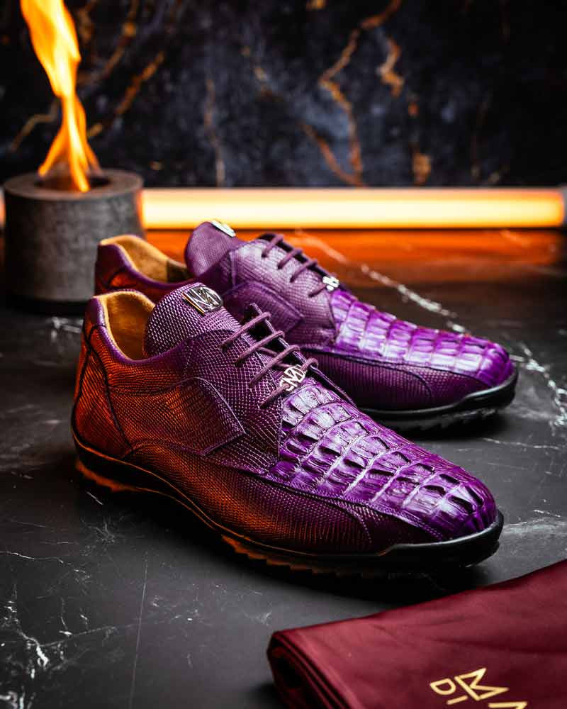 Marco Di Milano Crater Caiman & Lizard Sneaker - Purple