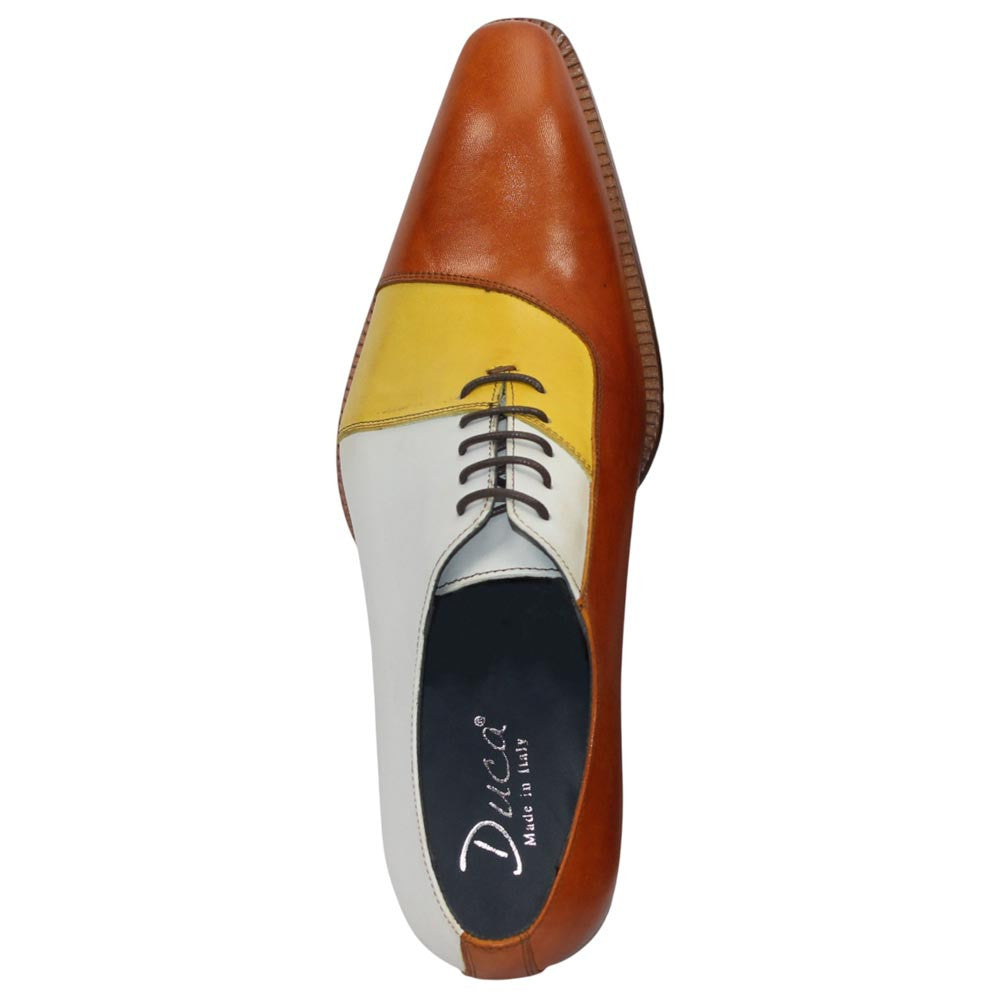 DUCA Spoleto II Men's Yellow Combo Italian Calfskin Spectator Oxford Shoes