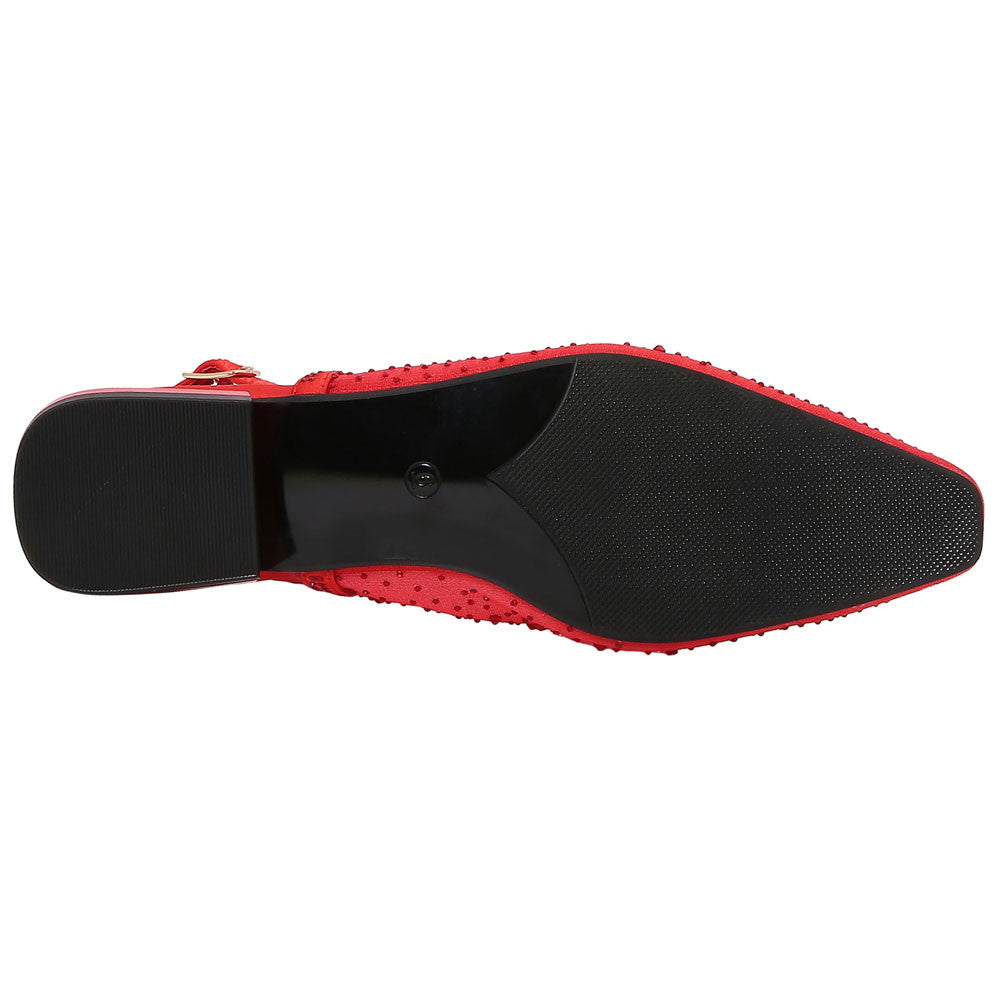 Lady Couture Kara 0.75” Block Heel Flats in Red
