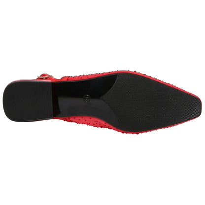 Lady Couture Kara 0.75” Block Heel Flats in Red