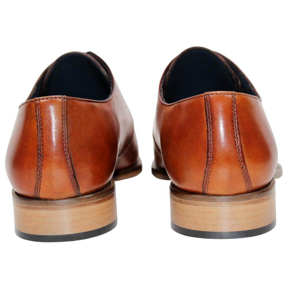 DUCA Sermoneta Cognac Men's Italian Calf Leather Derby Dress Shoes