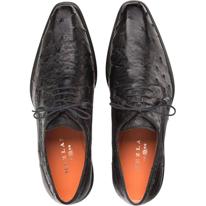 Mezlan Men's Tillson Exotic Ostrich Blucher in Black