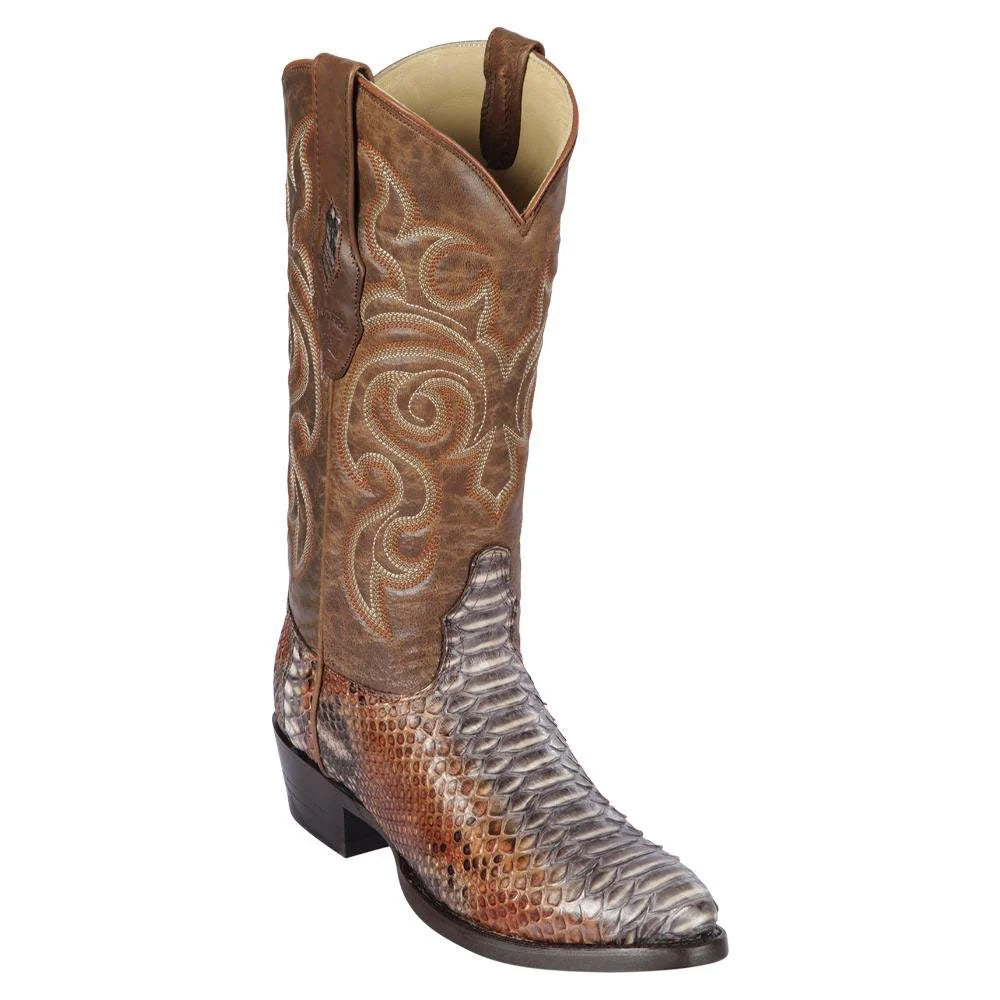 Los Altos Brown Boots Genuine Python Skin
