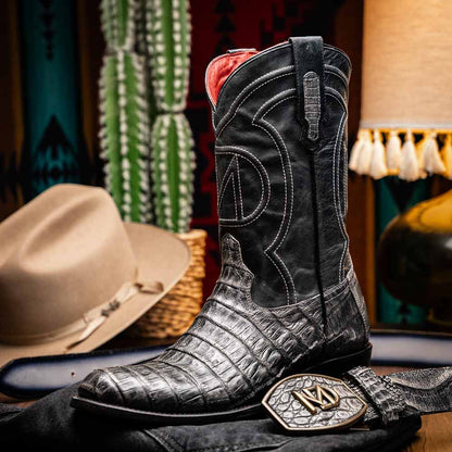 Phoenix Genuine Caiman Belly Skin Stone Gray Cowboy Boot | Marco Di Milano Western Boots