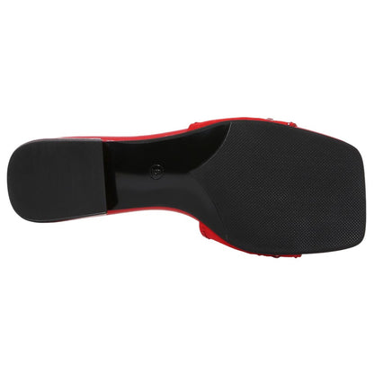 Lady Couture Women's Garden Red Geometric Crystal Flat Slide Sandals