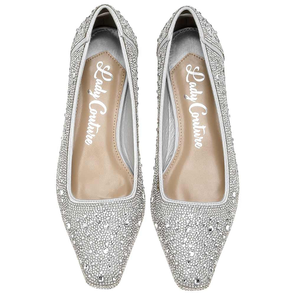 Lady Couture Fever Women's Silver Rhinestone Crystal Pointed Toe Dress Shoes