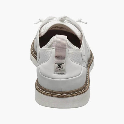 Stacy Adams SYNCHRO White Plain Toe Elastic Lace Up Boat Shoes