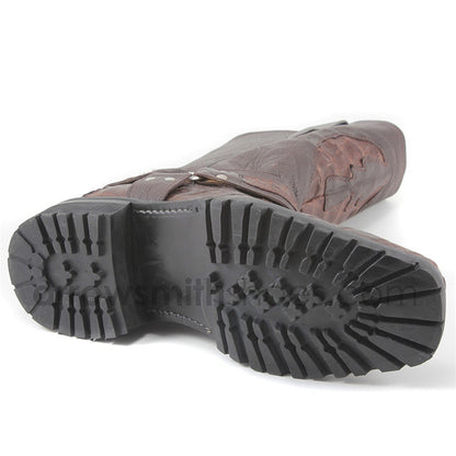 Los Altos Brown Genuine Crocodile Biker Boot