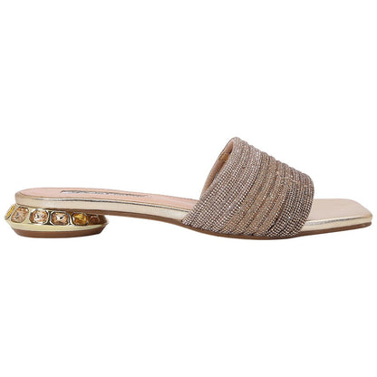 Lady Couture Amazing Women's Gold Multi Rhinestone Strap Slide Sandals