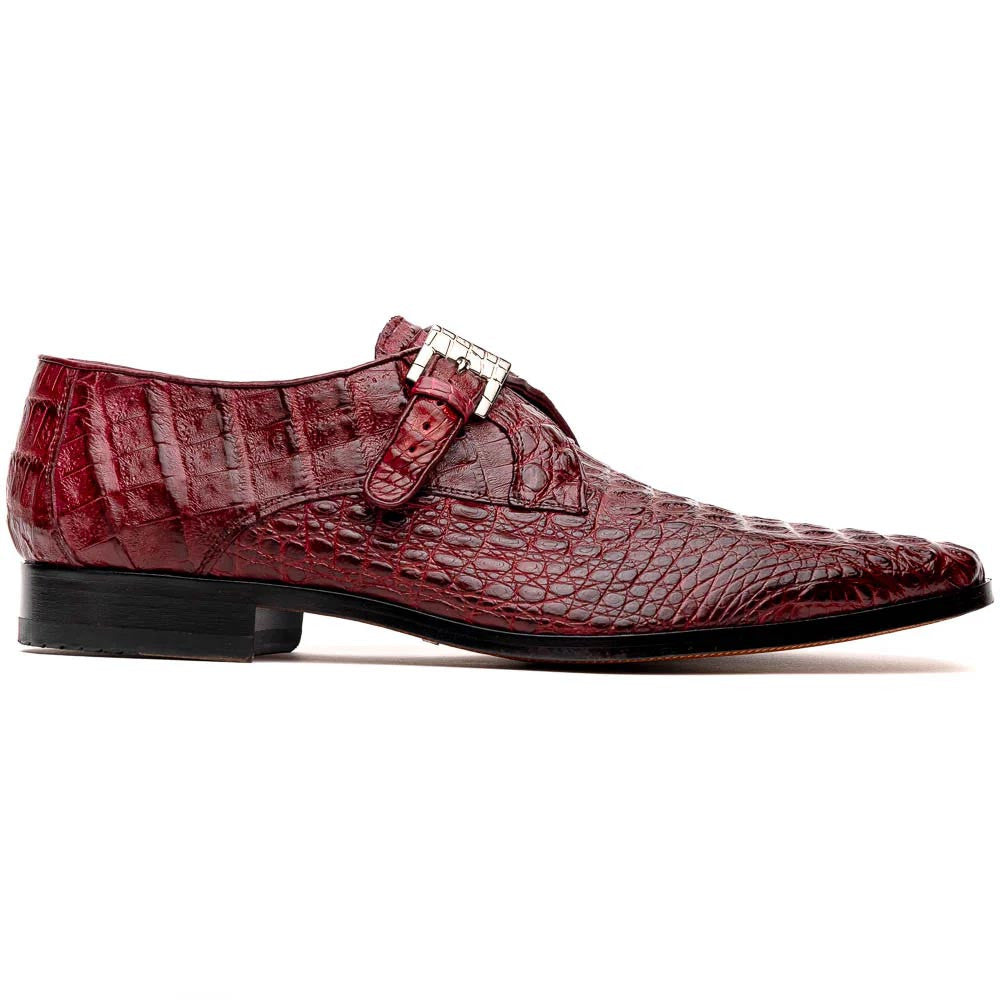 Luigi Wine Men’s Genuine Caiman Crocodile Dress Monk Strap | Marco Di Milano